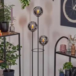 Suspension Verre Fumé-hofstein Gastor Lampadaire 30 cm Bois foncé, Noir, 3 lumières