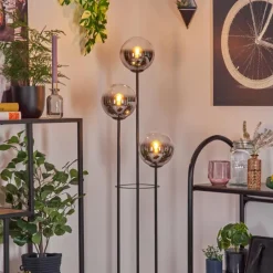 hofstein Gastor Lampadaire 30 cm Bois foncé, Noir, 3 lumières