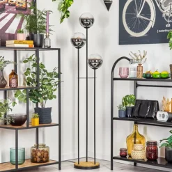 hofstein Gastor Lampadaire 30 cm Bois foncé, Noir, 3 lumières