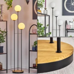 hofstein Gastor Lampadaire 30 cm Bois foncé, Noir, 3 lumières