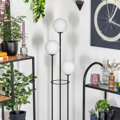 hofstein Gastor Lampadaire 30 cm Bois foncé, Noir, 3 lumières