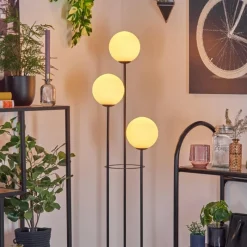 hofstein Gastor Lampadaire 30 cm Bois foncé, Noir, 3 lumières