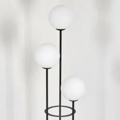 hofstein Gastor Lampadaire 30 cm Bois foncé, Noir, 3 lumières