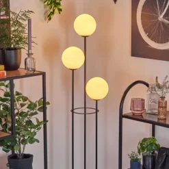 hofstein Gastor Lampadaire 30 cm Bois foncé, Noir, 3 lumières