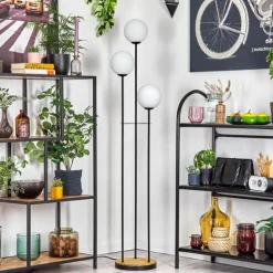 hofstein Gastor Lampadaire 30 cm Bois foncé, Noir, 3 lumières