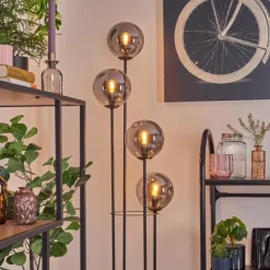 hofstein Gastor Lampadaire 30 cm Bois clair, Noir, 4 lumières