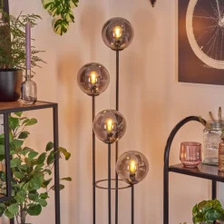 hofstein Gastor Lampadaire 30 cm Bois clair, Noir, 4 lumières