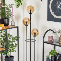 hofstein Gastor Lampadaire 30 cm Bois foncé, Noir, 3 lumières