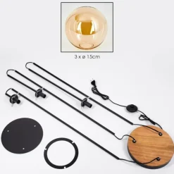 hofstein Gastor Lampadaire 30 cm Bois foncé, Noir, 3 lumières