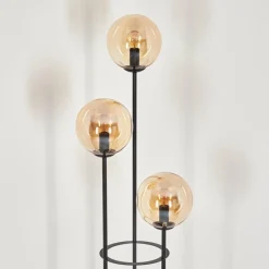 hofstein Gastor Lampadaire 30 cm Bois foncé, Noir, 3 lumières