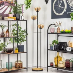 hofstein Gastor Lampadaire 30 cm Bois foncé, Noir, 3 lumières