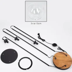 hofstein Gastor Lampadaire 30 cm Bois foncé, Noir, 3 lumières