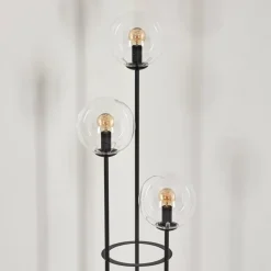hofstein Gastor Lampadaire 30 cm Bois foncé, Noir, 3 lumières