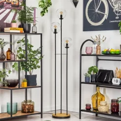 hofstein Gastor Lampadaire 30 cm Bois foncé, Noir, 3 lumières