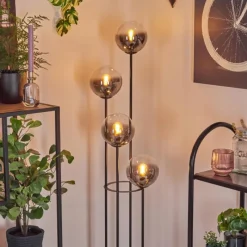 hofstein Gastor Lampadaire 30 cm Bois clair, Noir, 4 lumières