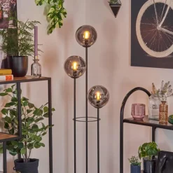 hofstein Gastor Lampadaire 25 cm Bois clair, Noir, 3 lumières