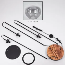 hofstein Gastor Lampadaire 25 cm Bois clair, Noir, 3 lumières