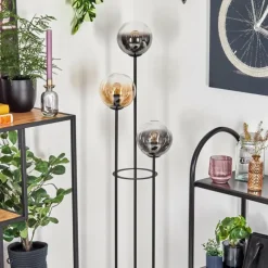 hofstein Gastor Lampadaire 25 cm Bois clair, Noir, 3 lumières