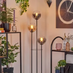 hofstein Gastor Lampadaire 25 cm Bois clair, Noir, 3 lumières