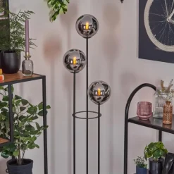 hofstein Gastor Lampadaire 25 cm Bois clair, Noir, 3 lumières