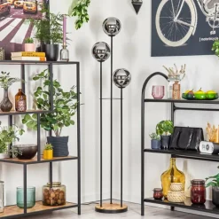 hofstein Gastor Lampadaire 25 cm Bois clair, Noir, 3 lumières