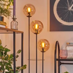 hofstein Gastor Lampadaire 30 cm Bois clair, Noir, 3 lumières