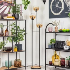 hofstein Gastor Lampadaire 30 cm Bois clair, Noir, 3 lumières