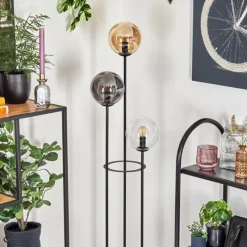 hofstein Gastor Lampadaire 30 cm Bois clair, Noir, 3 lumières