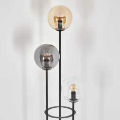 hofstein Gastor Lampadaire 30 cm Bois clair, Noir, 3 lumières