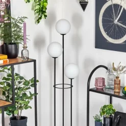 hofstein Gastor Lampadaire 30 cm Bois clair, Noir, 3 lumières