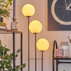 hofstein Gastor Lampadaire 30 cm Bois clair, Noir, 3 lumières