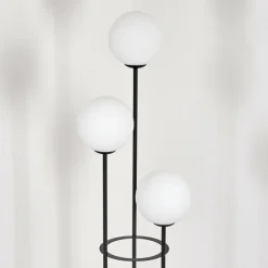 hofstein Gastor Lampadaire 30 cm Bois clair, Noir, 3 lumières