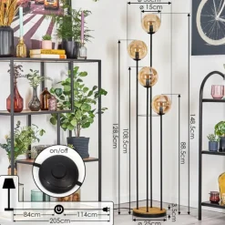 hofstein Gastor Lampadaire 30 cm Bois foncé, Noir, 4 lumières