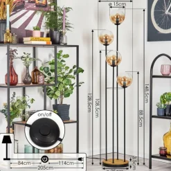 hofstein Gastor Lampadaire 30 cm Bois foncé, Noir, 4 lumières