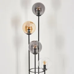 hofstein Gastor Lampadaire 30 cm Bois foncé, Noir, 4 lumières