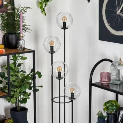 hofstein Gastor Lampadaire 30 cm Bois foncé, Noir, 4 lumières