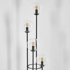 hofstein Gastor Lampadaire 30 cm Bois foncé, Noir, 4 lumières