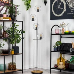 hofstein Gastor Lampadaire 30 cm Bois foncé, Noir, 4 lumières