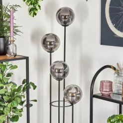 hofstein Gastor Lampadaire 30 cm Bois foncé, Noir, 4 lumières