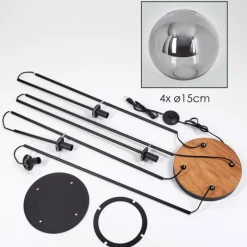 hofstein Gastor Lampadaire 30 cm Bois foncé, Noir, 4 lumières