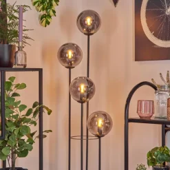 hofstein Gastor Lampadaire 30 cm Bois foncé, Noir, 4 lumières