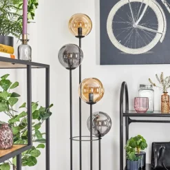 hofstein Gastor Lampadaire 30 cm Bois foncé, Noir, 4 lumières