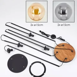 hofstein Gastor Lampadaire 30 cm Bois foncé, Noir, 4 lumières