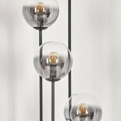 Suspension Verre Fumé-hofstein Gastor Lampadaire 30 cm Bois foncé, Noir, 4 lumières