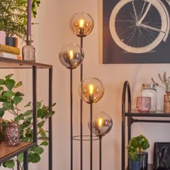 hofstein Gastor Lampadaire 30 cm Bois foncé, Noir, 4 lumières