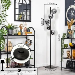 hofstein Gastor Lampadaire 33 cm Chrome, Fumé, 5 lumières