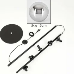 hofstein Gastor Lampadaire 33 cm Chrome, Fumé, 5 lumières