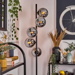 hofstein Gastor Lampadaire 33 cm Chrome, Fumé, 5 lumières