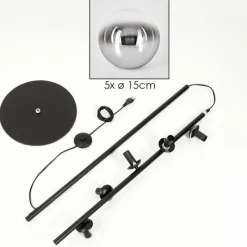 hofstein Gastor Lampadaire 33 cm Chrome, Clair, Fumé, 5 lumières