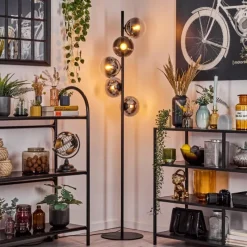 hofstein Gastor Lampadaire 33 cm Chrome, Clair, Fumé, 5 lumières